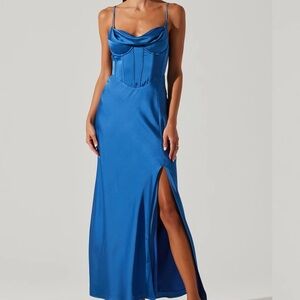 ASTR Cannes Satin Bustier Maxi Dress SMALL